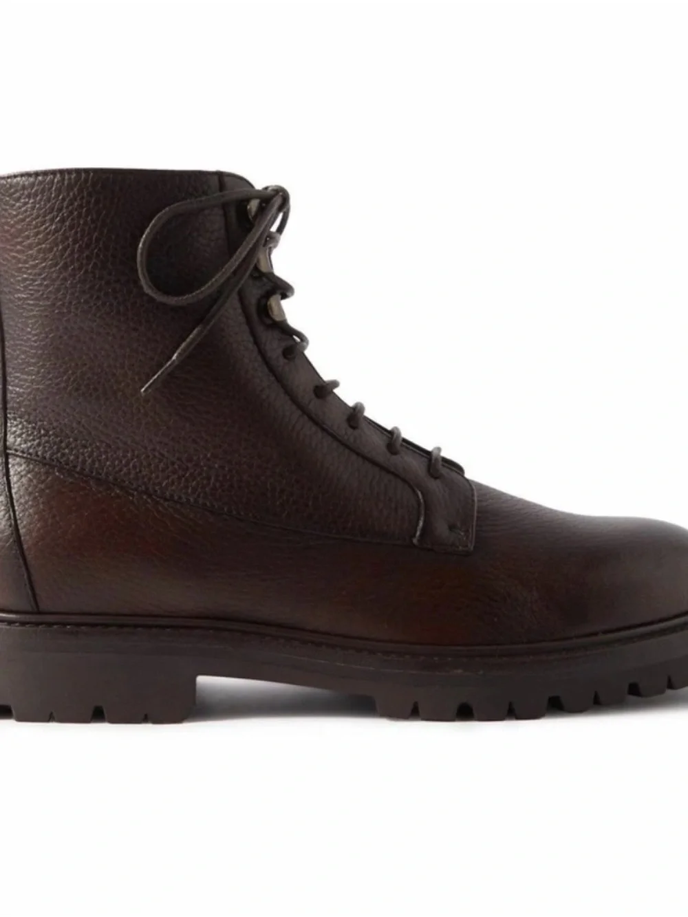 Brunello Cucinelli Dark Brown Leather Lace-Up Boots